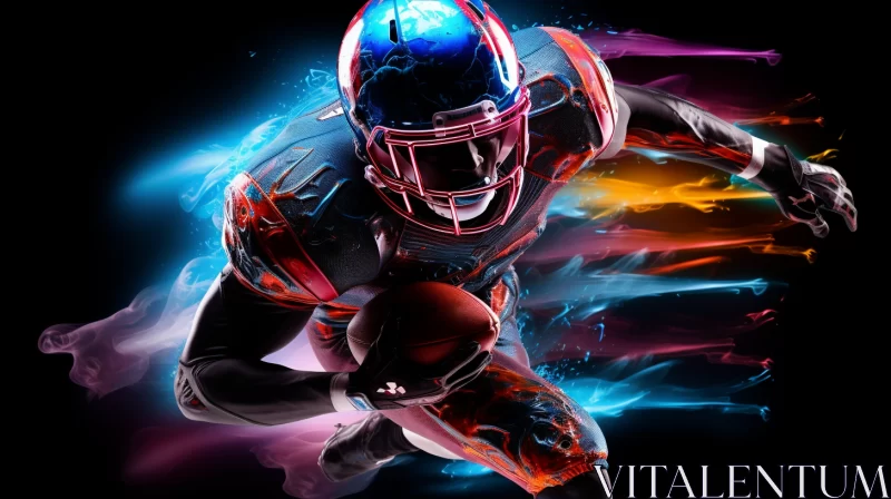 Mythical Football Player in Fiery Ambiance AI Image