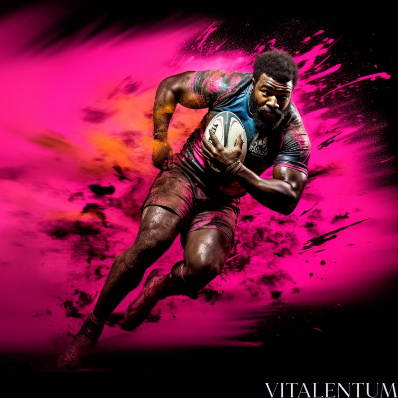 AI ART Vibrant Rugby Player Image with Afro-Caribbean Influences