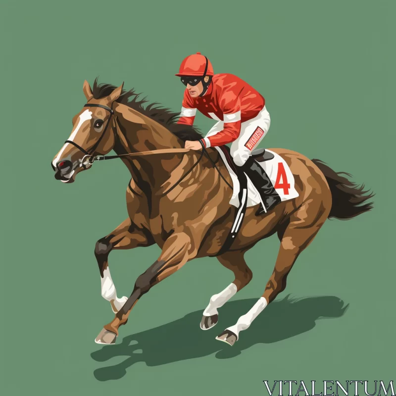 Dynamic and Powerful Horse Racing Illustration in Hyper-Realistic Style AI Image