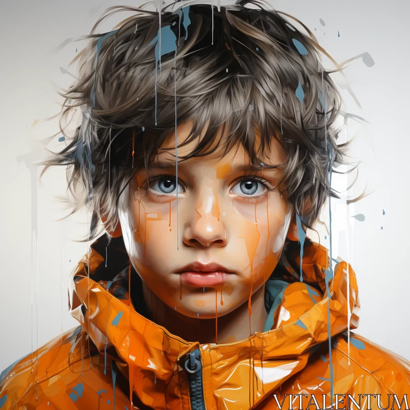 Epic Portraiture of Child in Dripping Pattern AI Image