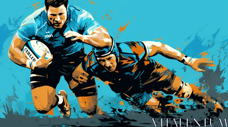 High-Definition Rugby Game Image in Bold Graphic Style AI Image
