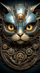 Steampunk Cat Portrait Amid Intricate Gears