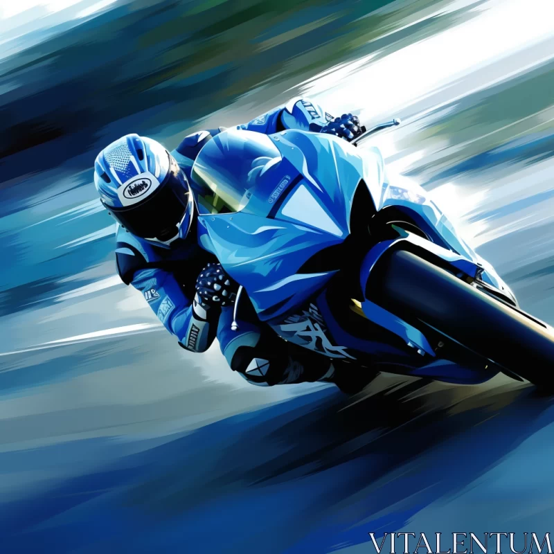 High-Resolution Manga-Style Motorcycle Rider Illustration AI Image