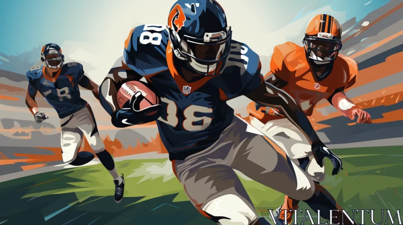 AI ART Intense American Football Scene in Vivid Colors Featuring NFL Players