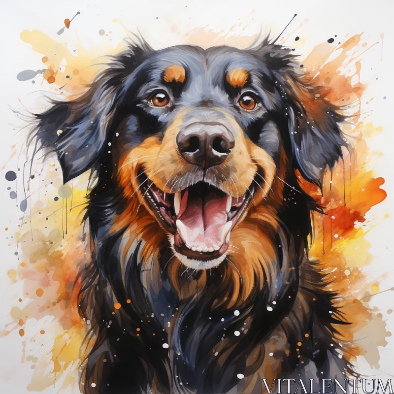 Joyful Rottweiler Dog in Mid-Play Artistic Portrait AI Image
