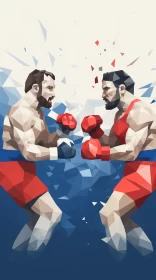 Low Poly Abstract Art of Boxers in Fierce Battle AI Image