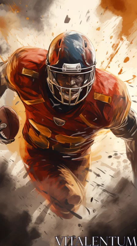 Intense American Football Illustration in Bold Colors AI Image