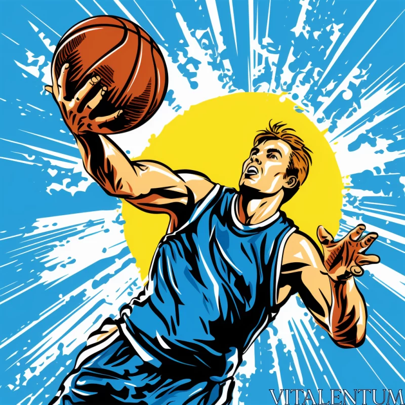AI ART Vibrant Pop-Art Style Basketball Player Mid-Throw Image