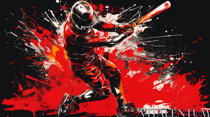 Illustration of Baseball Player in Action with Unique Artistic Style AI Image
