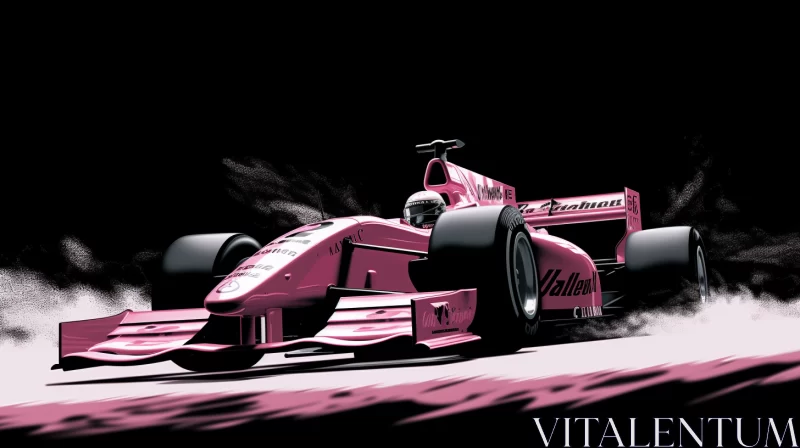 90s Style Pink Racing Car in High-Velocity Motion Against Black Background  - AI Generated Images AI Image