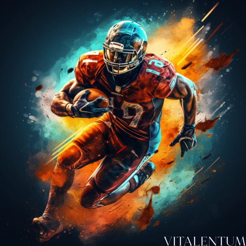 Action-Packed American Football Painting in Bold Colors AI Image