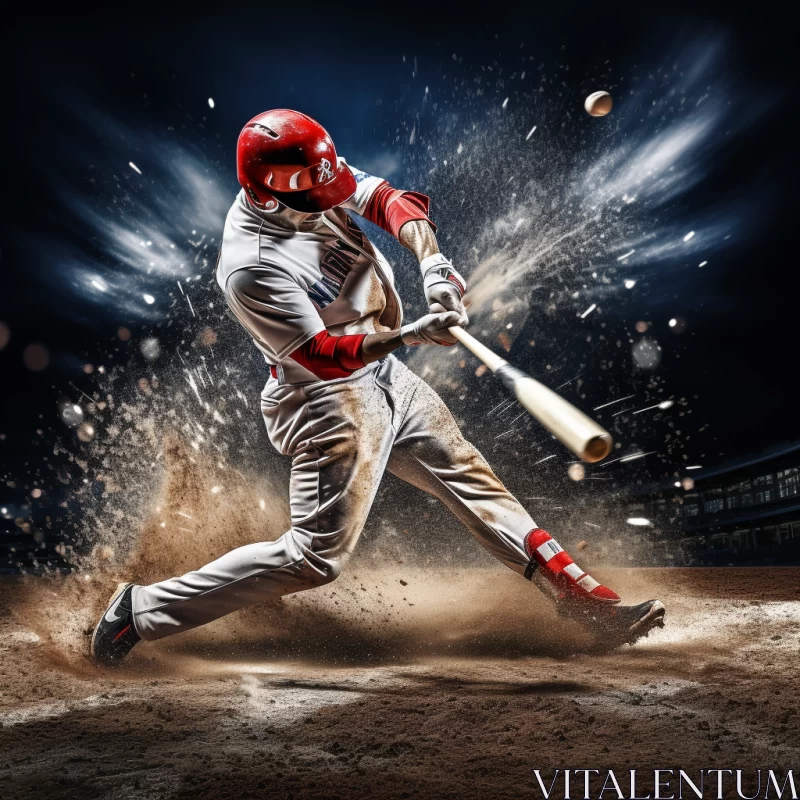 AI ART Action-Packed Baseball Game Image in Red Uniform