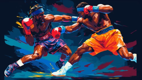Vibrant Boxing Match Scene in Pixel-Art Style with Hip-Hop Aesthetics AI Image