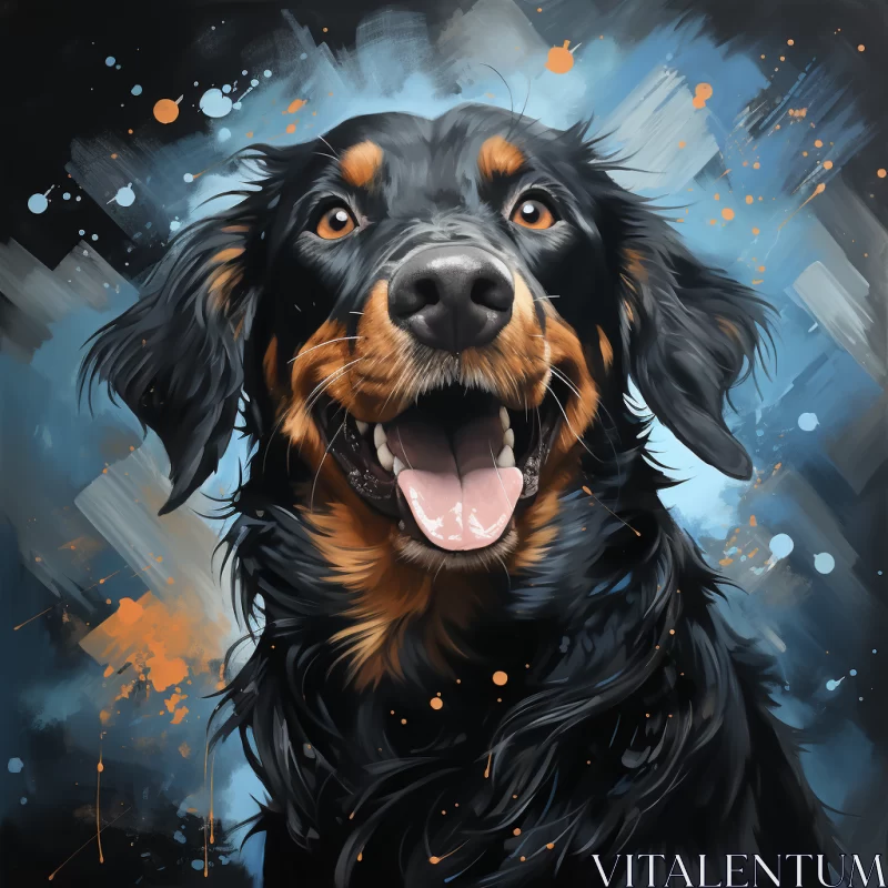 Colorful Realistic Dog Portrait with Glossy Finish and Harsh Textures AI Image