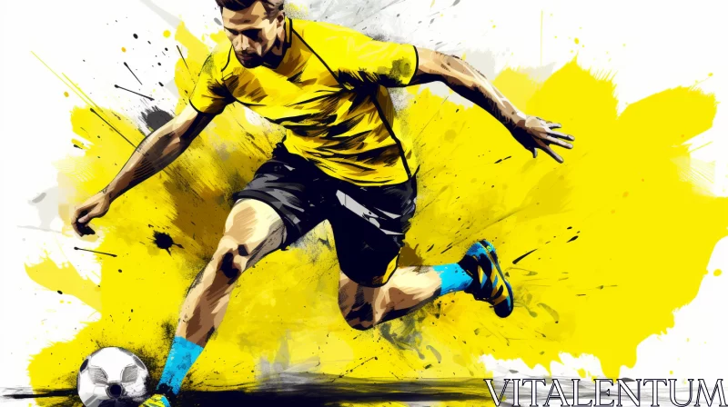 AI ART Dynamic Soccer Player Speedpainting in Rich Golden Yellow with Electrifying Backdrop - 32k UHD Digit