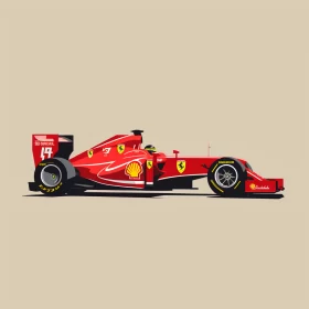 Red Ferrari F1 Racing Car in Hyperrealistic Oil Painting  - AI Generated Images AI Image