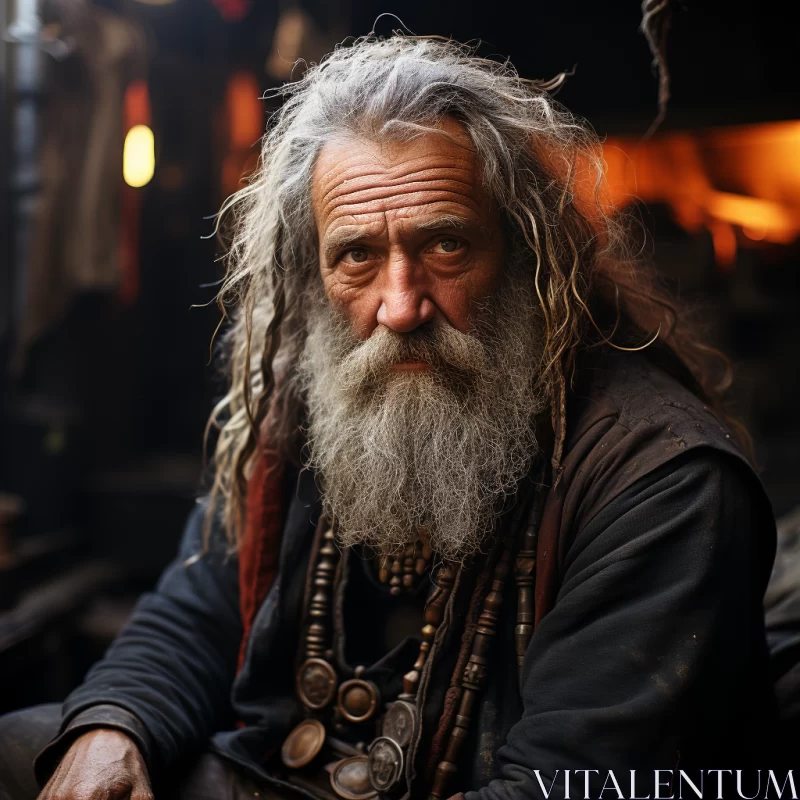 Mystic Symbolism in Cinematic Portraiture of an Old Man AI Image