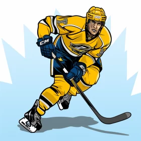 Dynamic Vector-Style Image of Hockey Player in Action AI Image