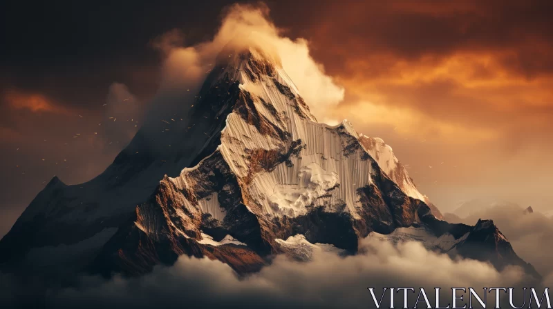Majestic Himalayan Sunset in Photorealistic 3D Image AI Image