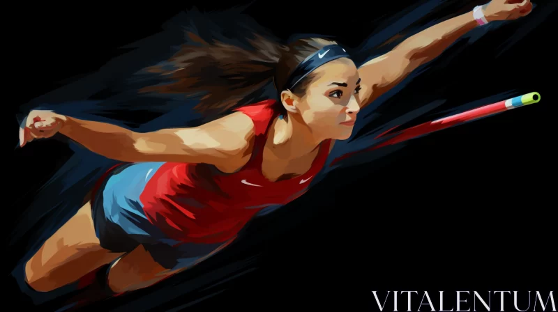 AI ART Female Gymnast in Action: American Themed Digital Painting