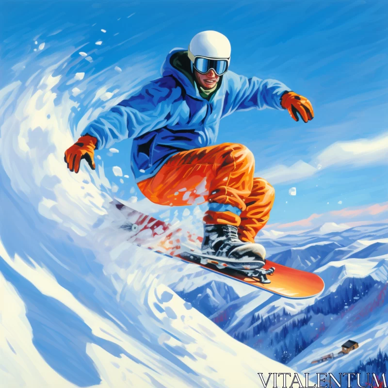 AI ART High-Res Snowboarder Mid-Jump Image with Vibrant Energy