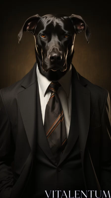 Elegant Corporate Dog Portrait in Gold and Bronze Tones AI Image