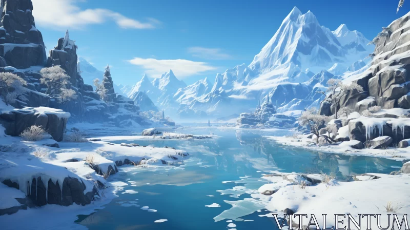 Icy Himalayan Landscape: A Majestic Winter Wonderland Sketch AI Image