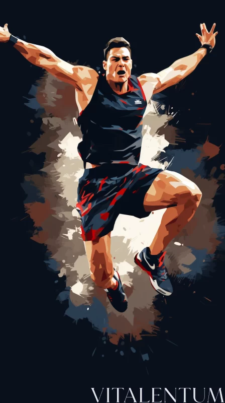 Abstract Illustration of Basketball Player in Slam Dunk Attempt AI Image