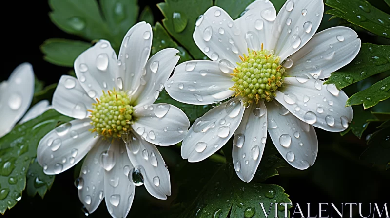 Eco-Friendly Craftsmanship in Flower Art - Waterdrops & Inclement Weather AI Image