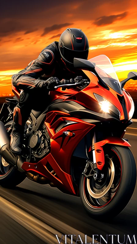 AI ART Hyper-realistic Digital Art of Racing Motorbike on Road with Exotic Backdrop