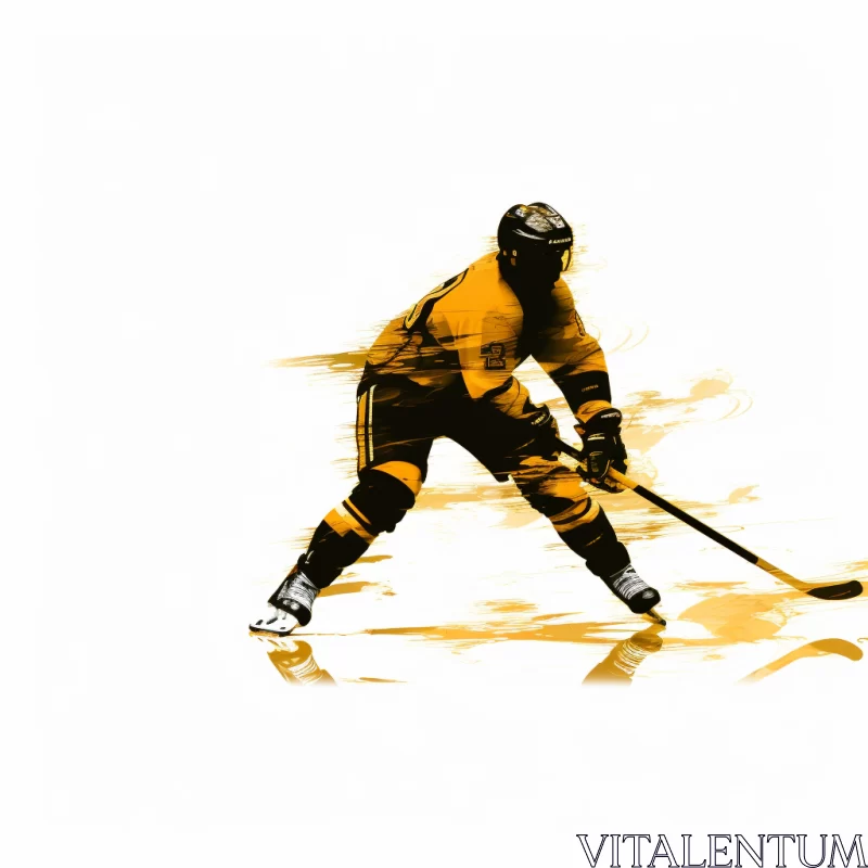 AI ART Vibrant Hockey Player Action Image with Dynamic Brushstrokes and High Contrast