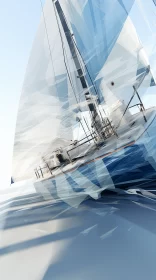 Abstract Sailboat in Dynamic Chaos - A Fusion of Technology and Art AI Image