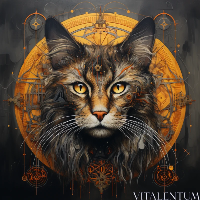 Majestic Steampunk Cat Portrait AI Image