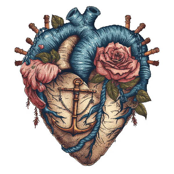 Floral Heart with Anchor POD Design