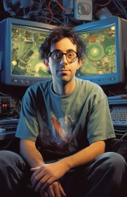Tech Enthusiast in Advanced Computer Workspace