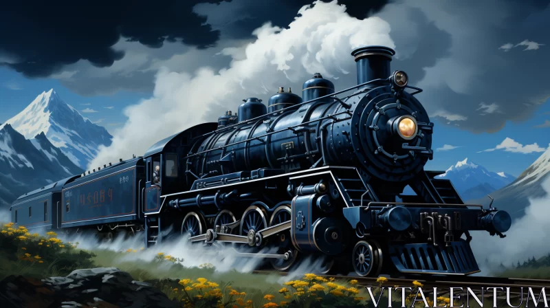 Oil Painting of Steam Train in 2D Game Art Style AI Image
