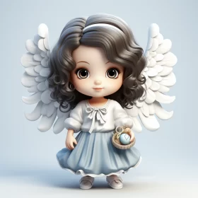 Adorable 3D Render of a Baby Angel Girl with Wings AI Image