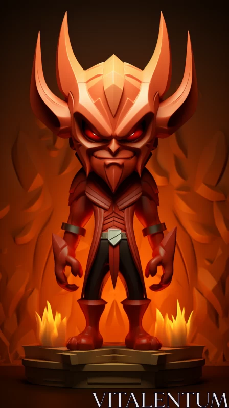 Fiery Demon in 3D: A Cartoonish Character Design Artwork AI Image