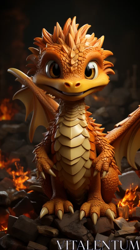 Intricate Render of a Cartoonish Orange Dragon in Unreal Engine 5 AI Image