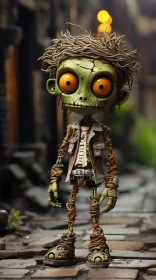 Zombie Monster in Post-Apocalyptic Ruins - Dieselpunk and Surrealism Art AI Image
