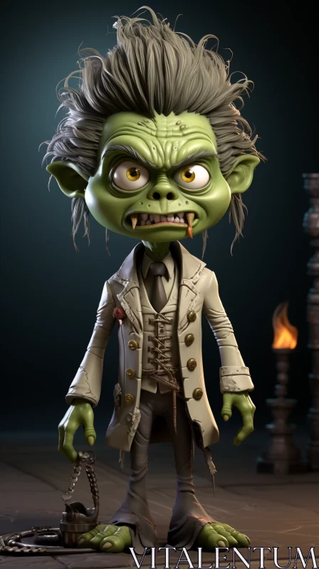 Goblin Academia Style Characters: Vampire, Troll, and Grotesque Doll AI Image
