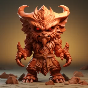 Intricate Zbrush Style Demon Art with Light Brown Tones AI Image