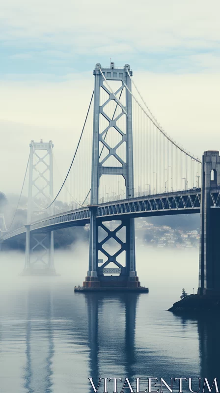 AI ART Misty Cityscape: Suspension Bridge in the San Francisco Renaissance