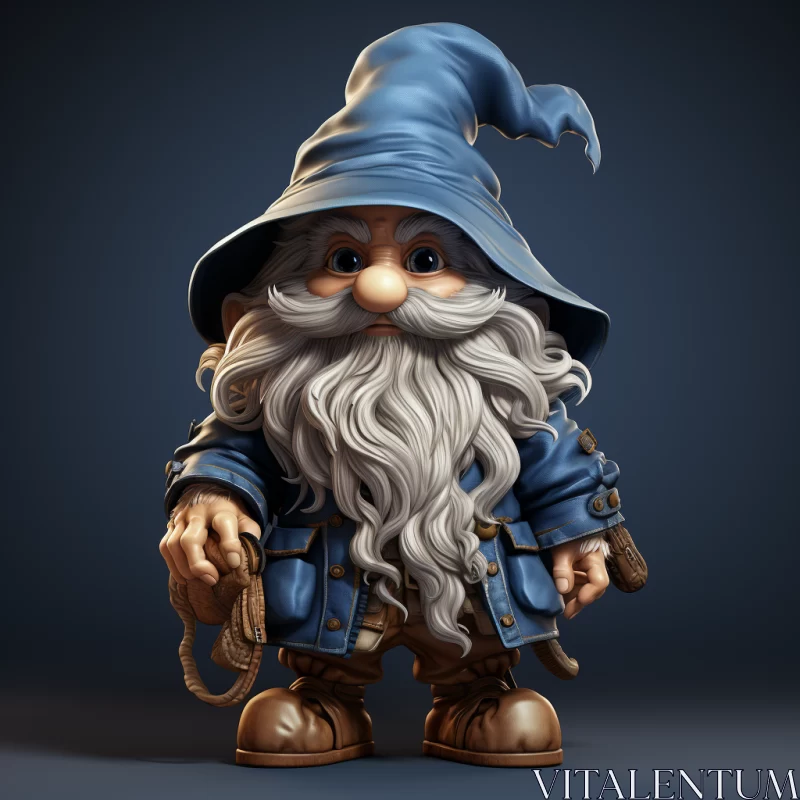 AI ART Fantasy Inspired 3D Model of a Gnome in Blue Attire