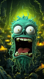 Green Monster in 2D Game Art - Kombuchapunk Style AI Image