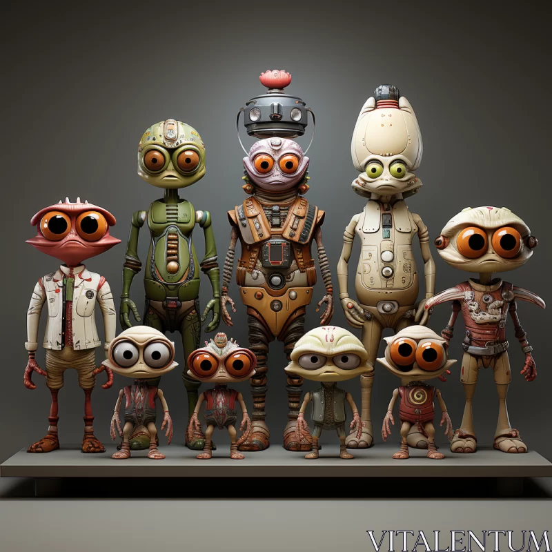 Star Wars Robot Characters in Primitive Folk Art Style AI Image