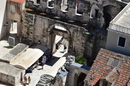 Aerial View of Old City of Split | Arched Doorways and Lively Street Scenes
