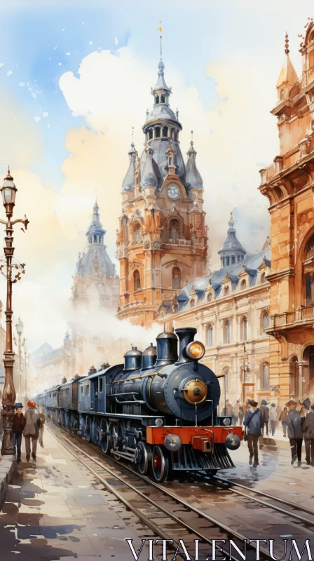Baroque Architecture-Inspired Train Painting AI Image