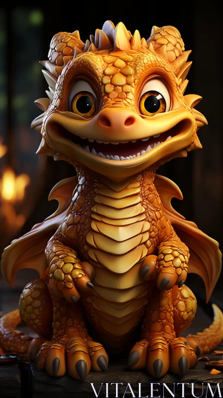 Golden Dragon Caricature - A Close-Up View AI Image