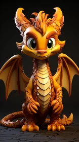 Golden Orange Dragon: A 3D Art of Cartoonish Innocence